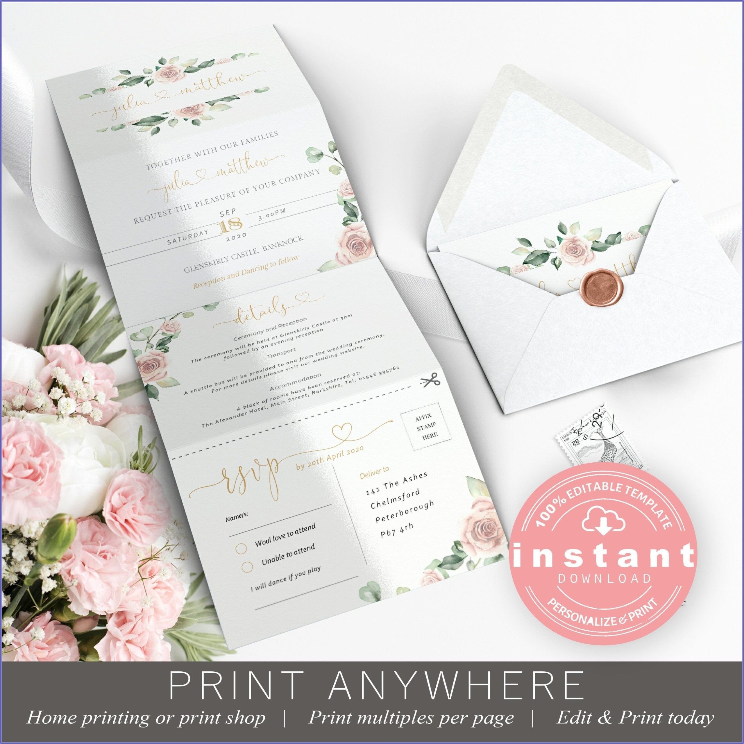 Tri Fold Wedding Invitations Template Free Template 2 Resume