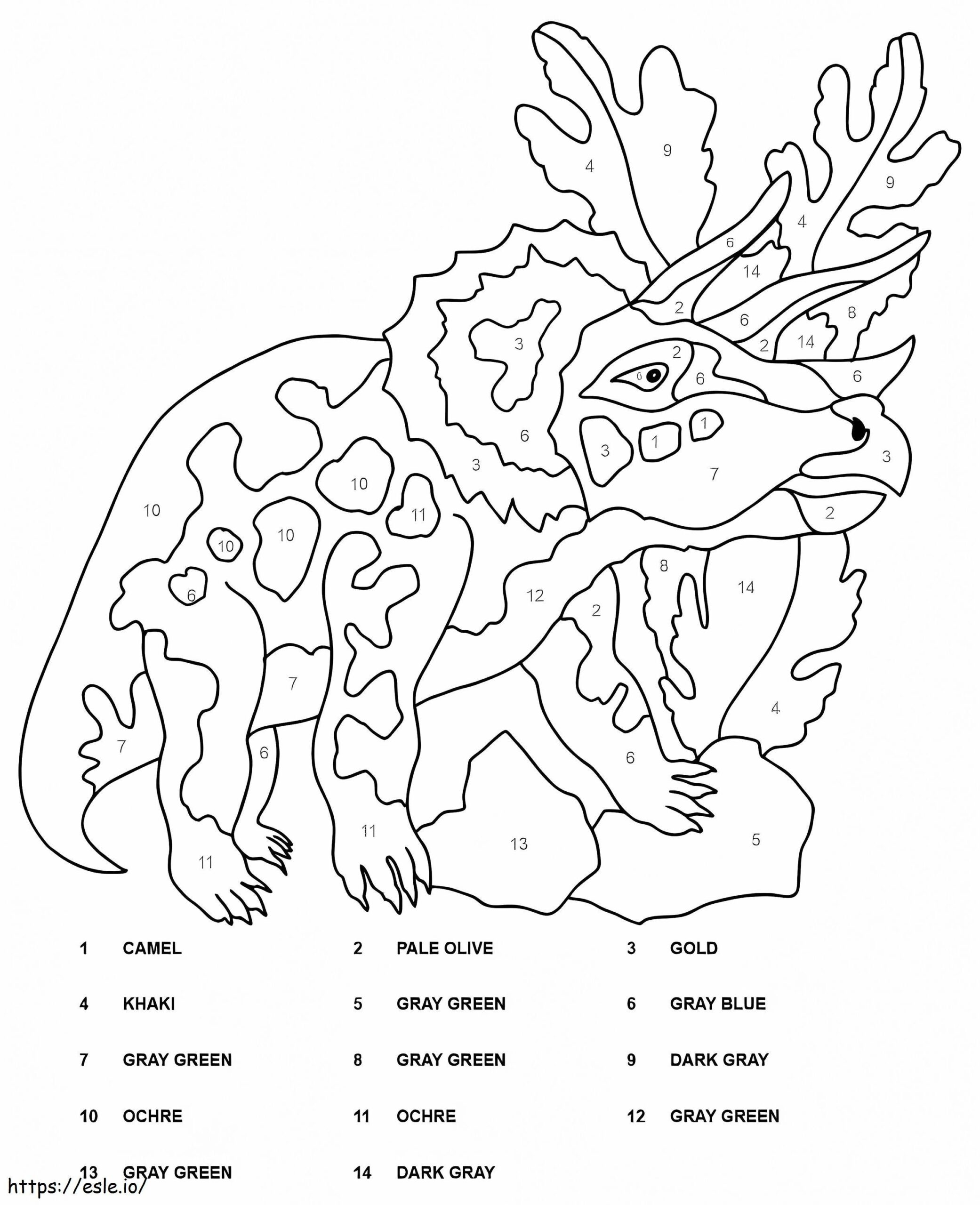 Triceratops Color By Number Coloring Page