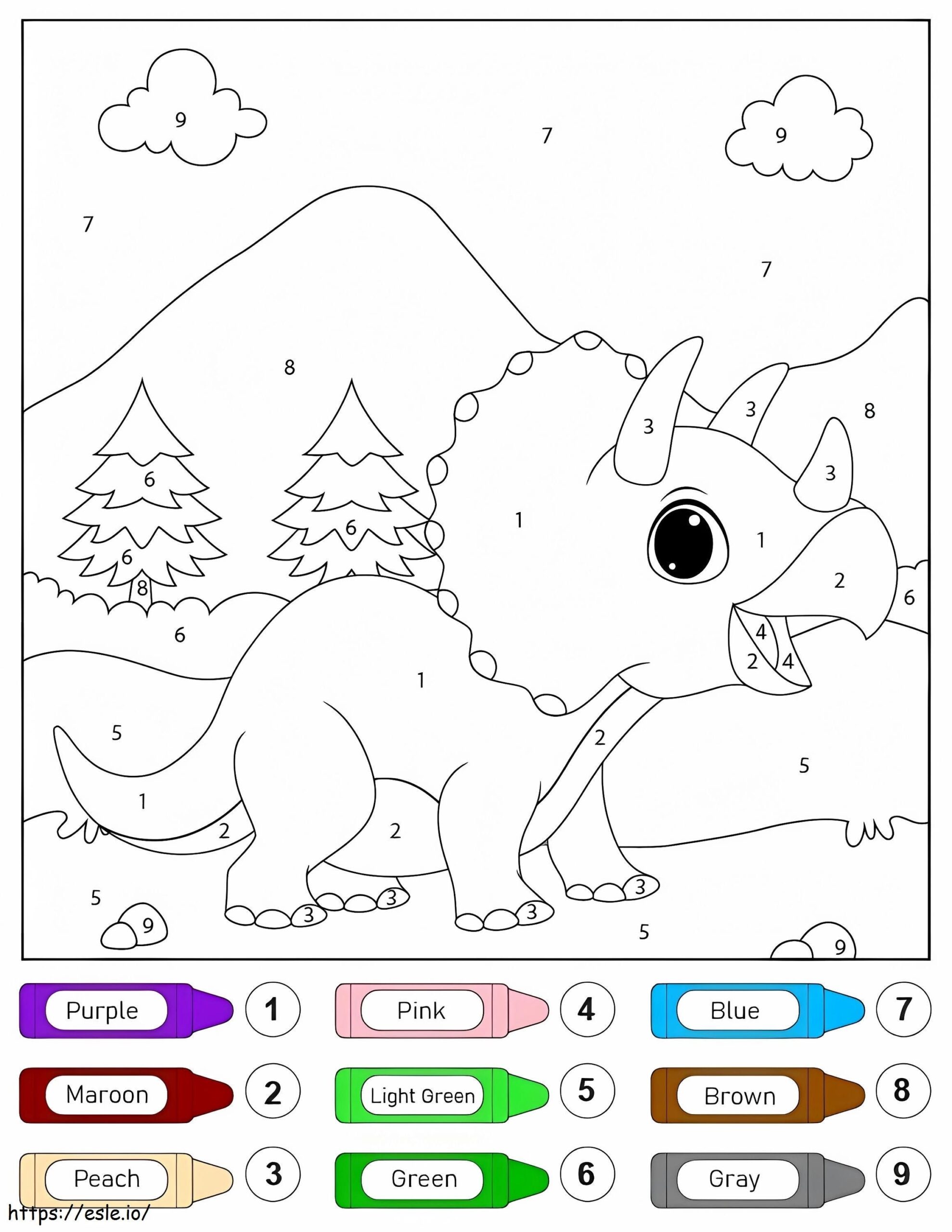 Triceratops Dinosaur Color By Number Coloring Page