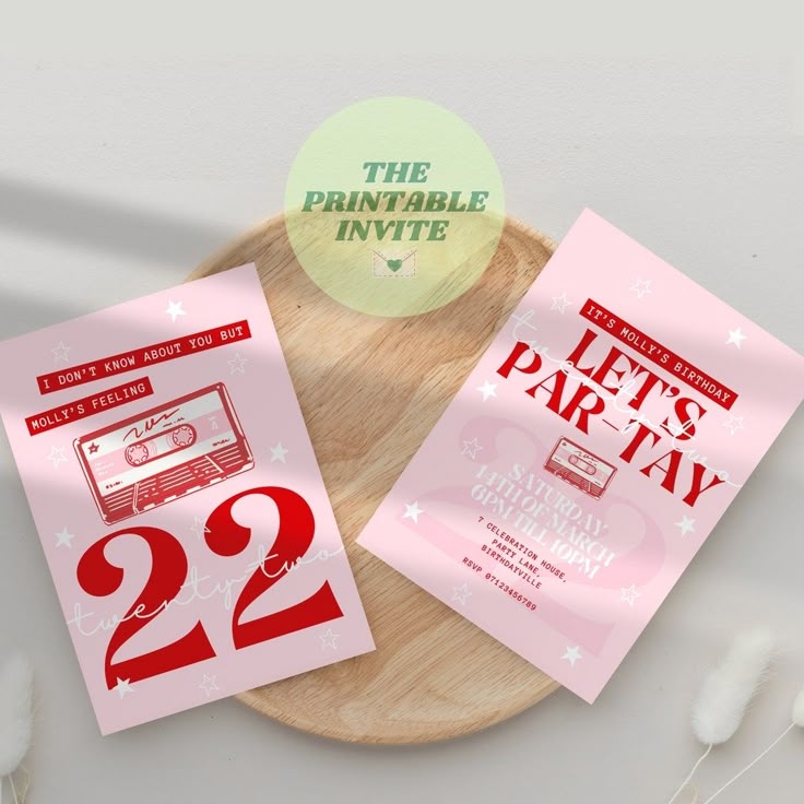 Twenty Two Taylor Swift 22nd Birthday Party Invitation Canva