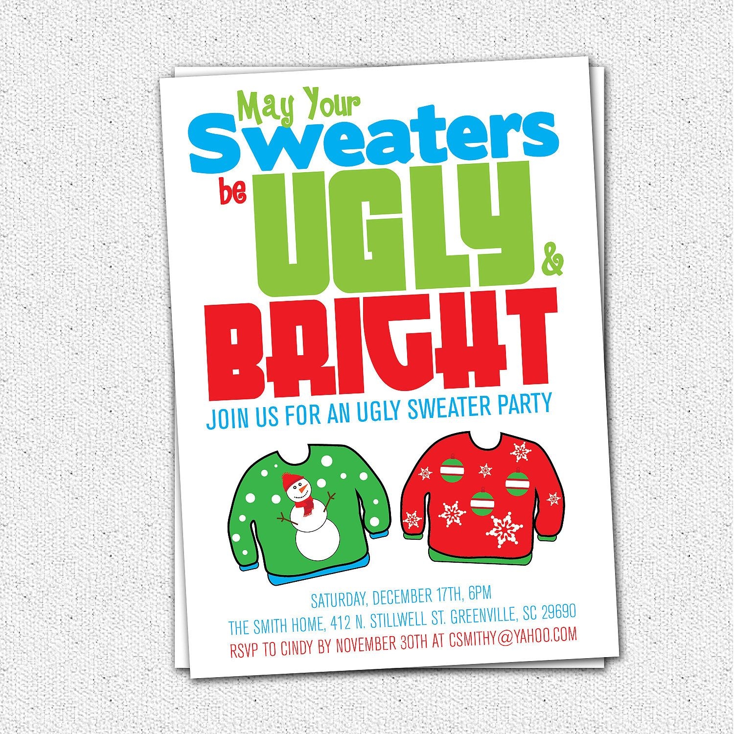 Ugly Sweater Party Invite Template