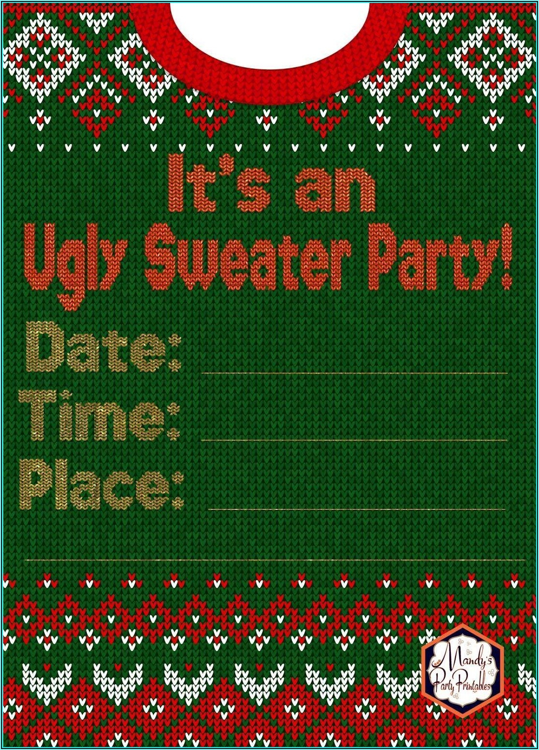 Ugly Sweater Party Invite Template Free Template 1 Resume Examples