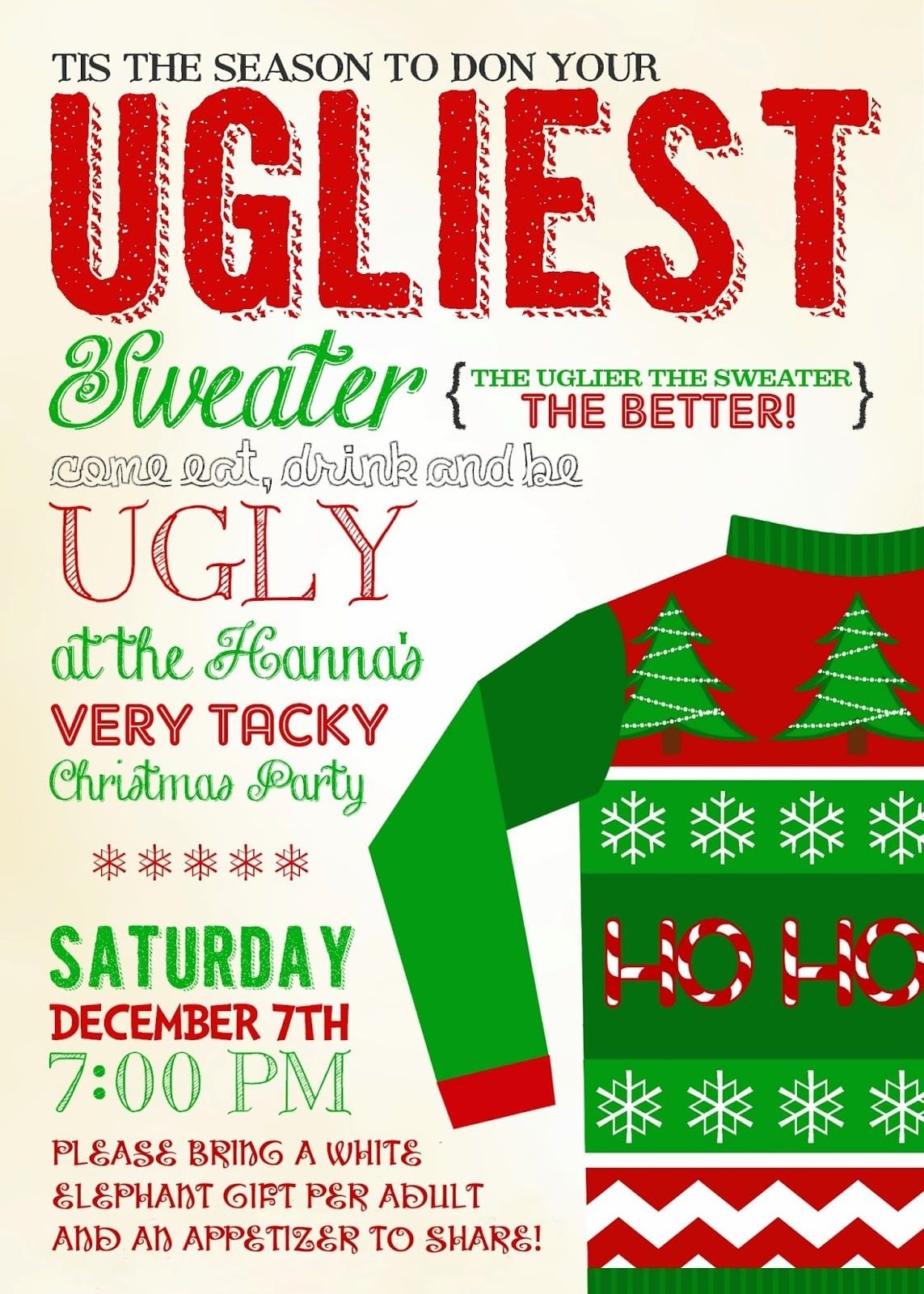 Ugly Sweater Party Invite Template