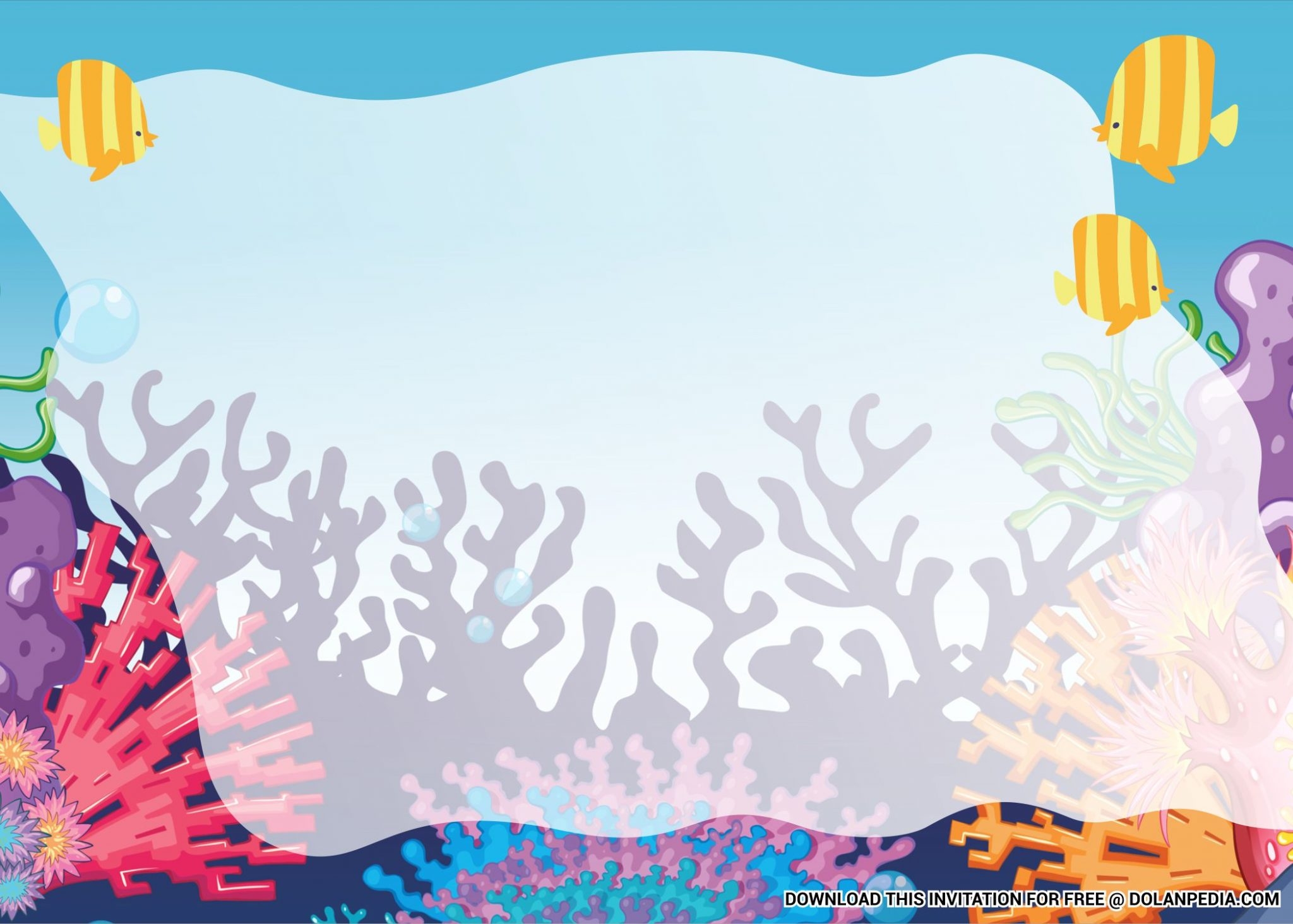 Under the sea invitation template rainbow three fish Dolanpedia