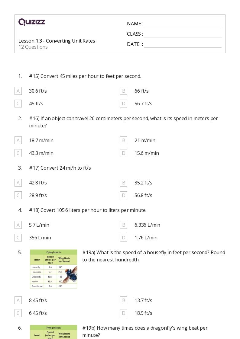 rates and unit rates worksheet