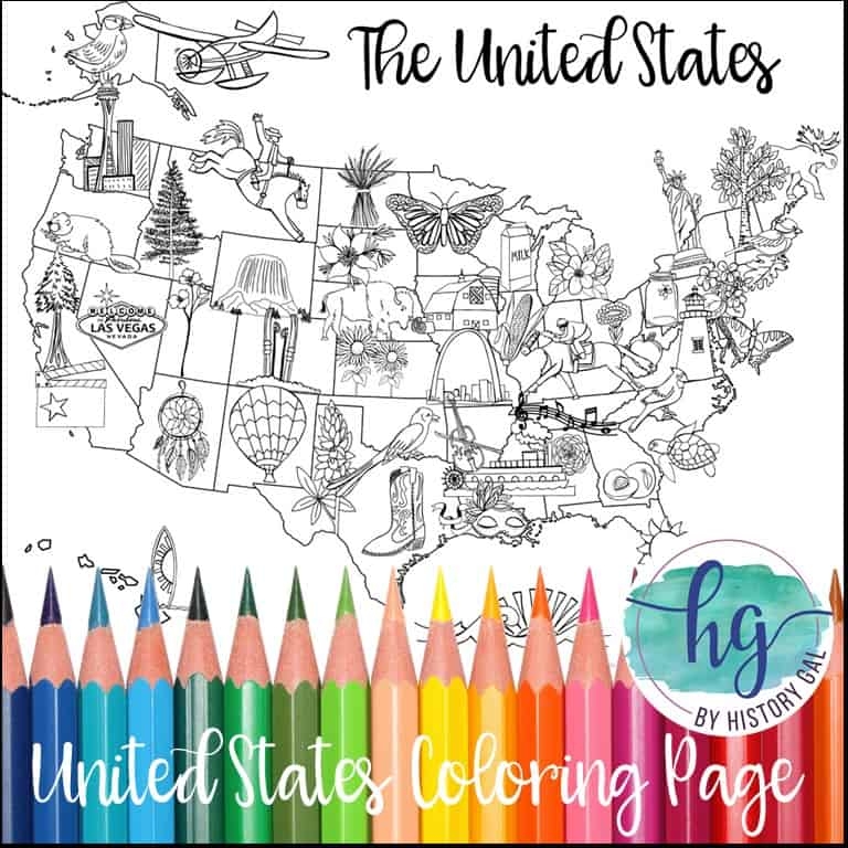 Map Of United States Coloring Page