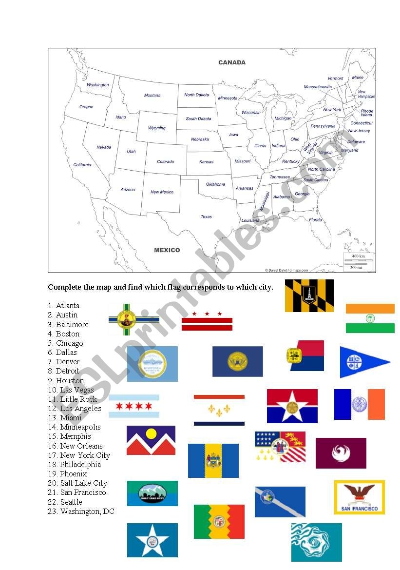map of usa worksheet