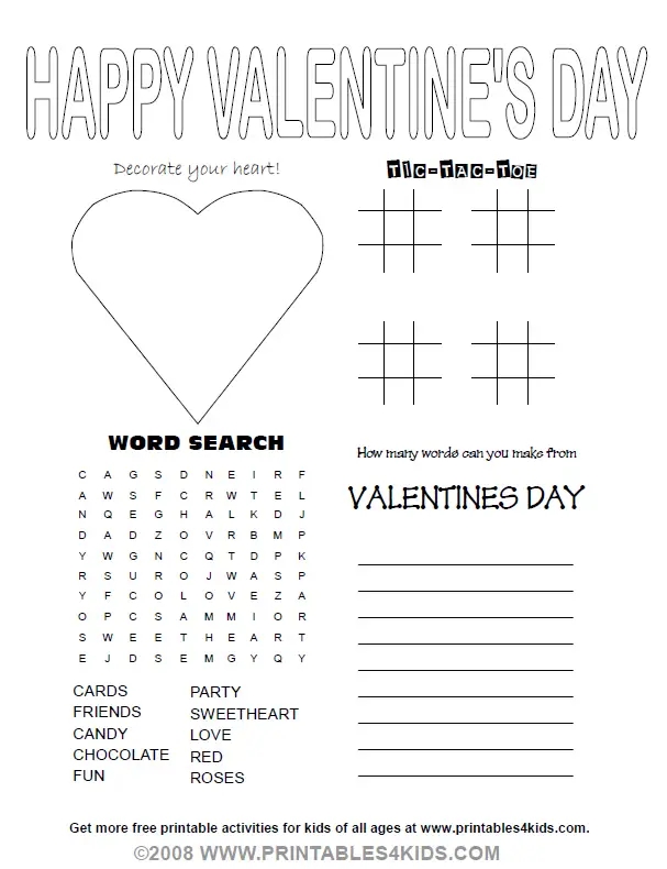valentine's day games for kids printable