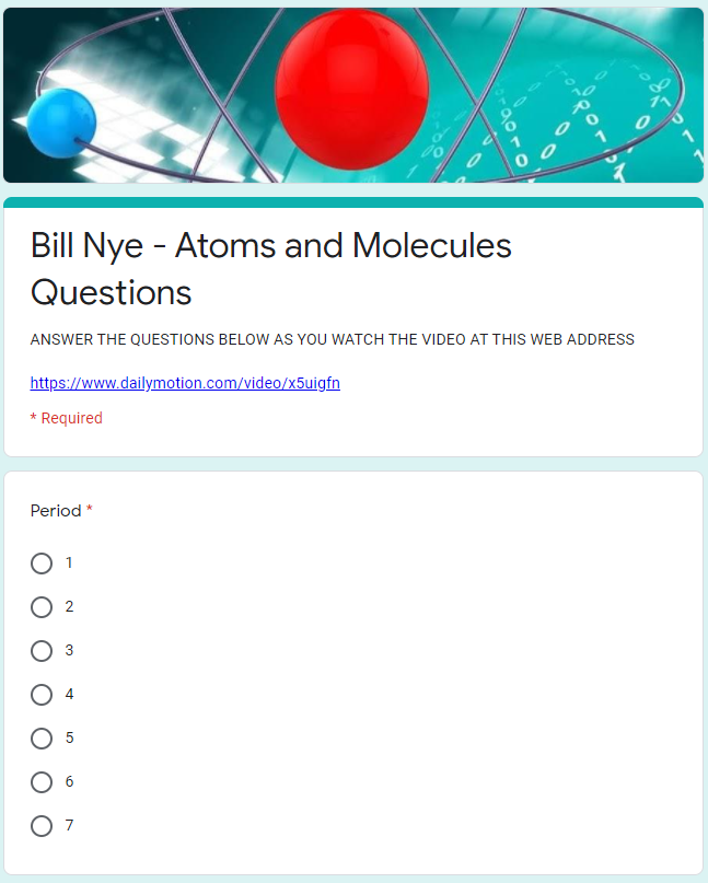 Video Analysis Bill Nye Atoms And Molecules Google Form MS 