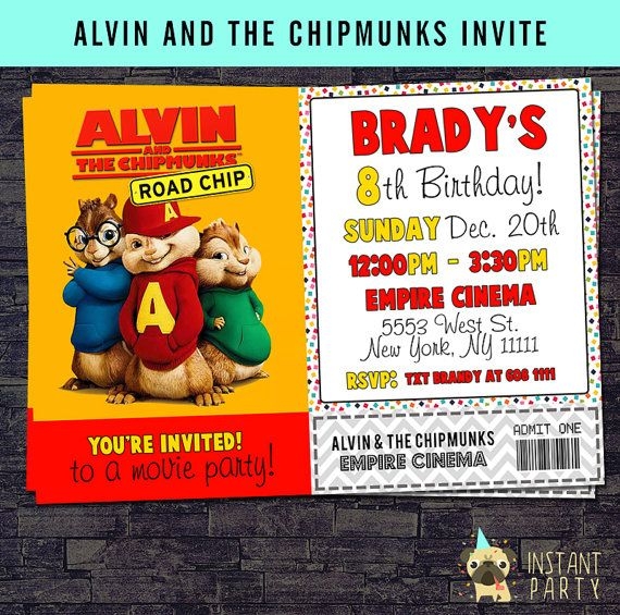 alvin and the chipmunks invitation template