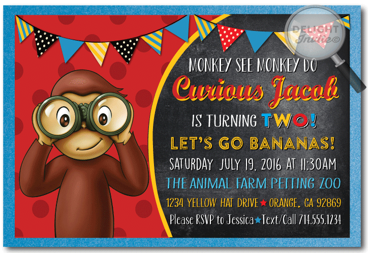 curious george invitation template free