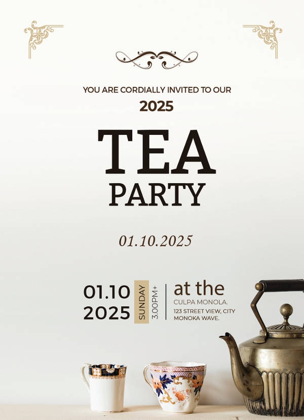 Vintage Afternoon Tea Invite Template Onvacationswall