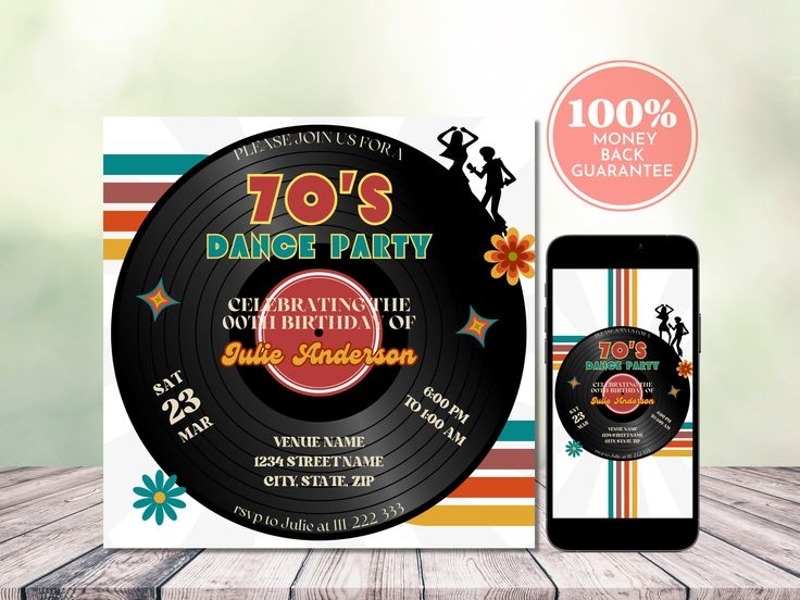 70s party invitation template