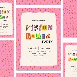 Vision Board Invitation Template Girls Night In Evite Party Invite 
