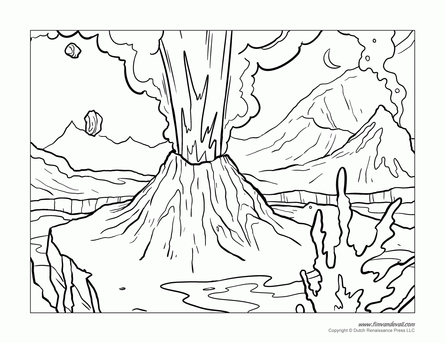 Volcano Coloring Pages For Kids Coloring Home