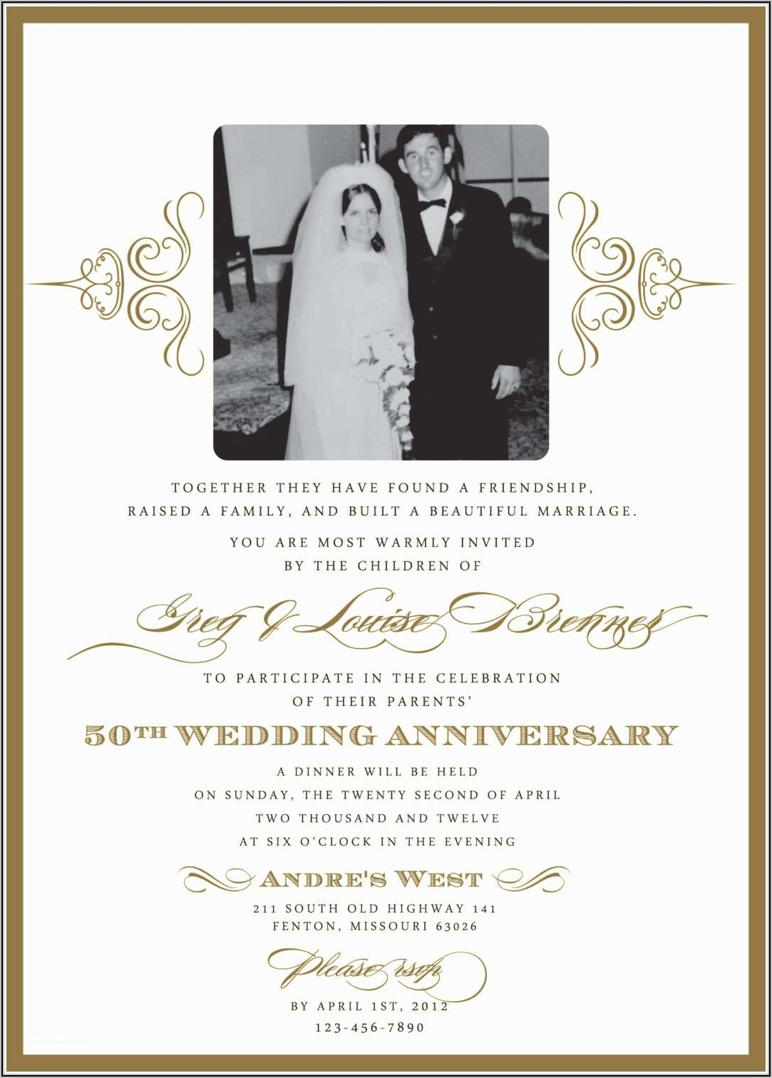 Wedding Anniversary Invitation Templates Microsoft Word