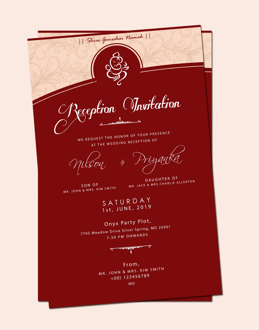 Wedding Reception Cards Templates