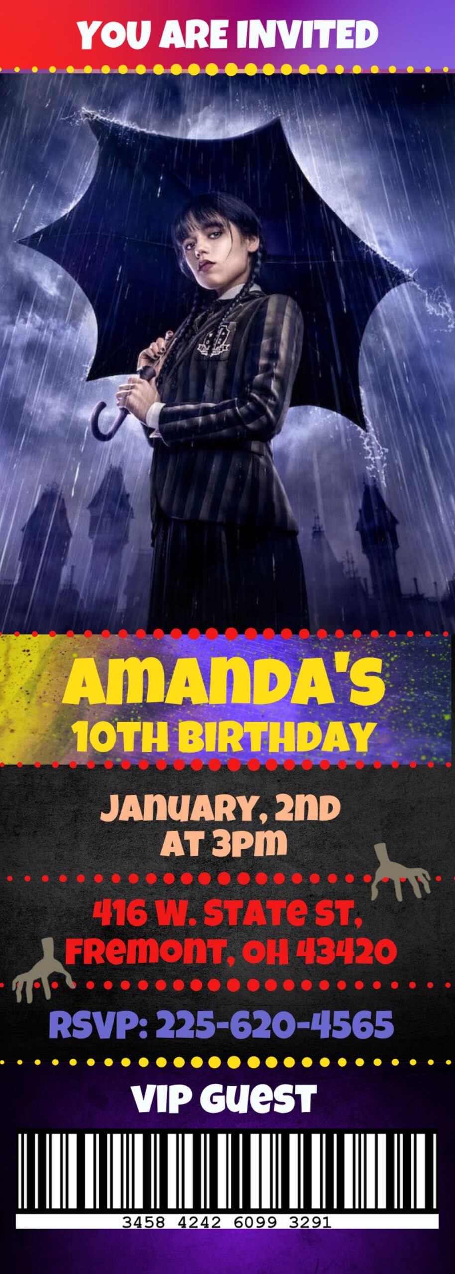 Wednesday Addams Invitations Template