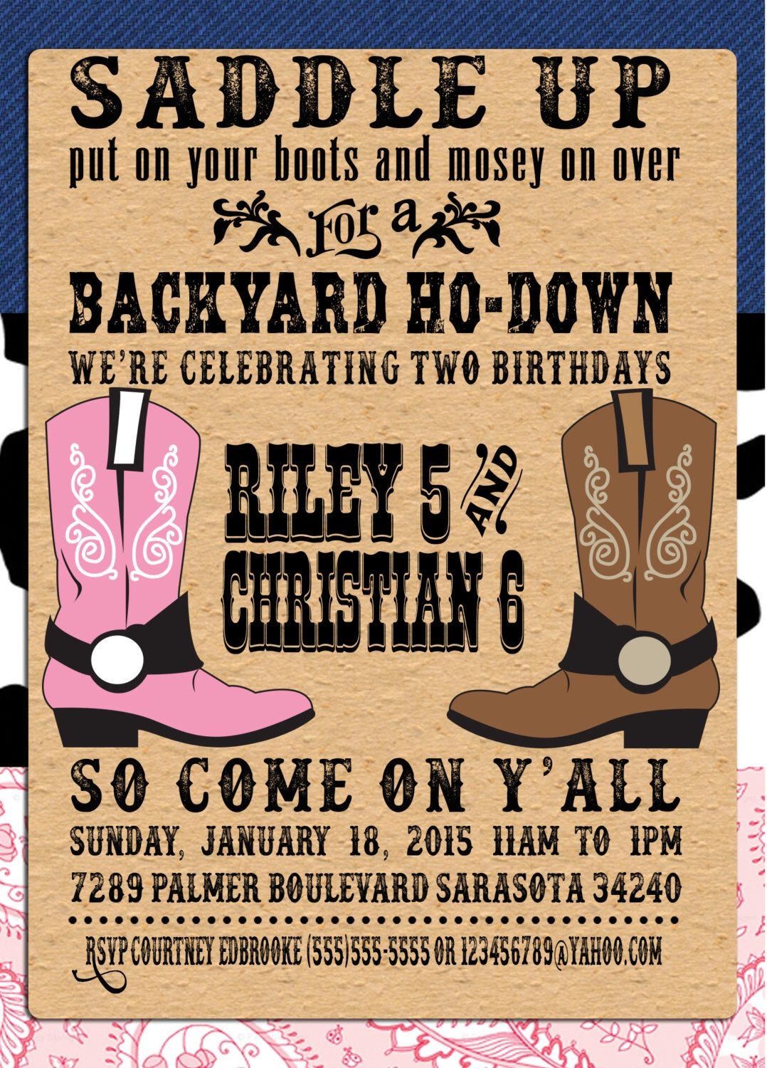 Western Wedding Invitations Templates Free Weddingfn
