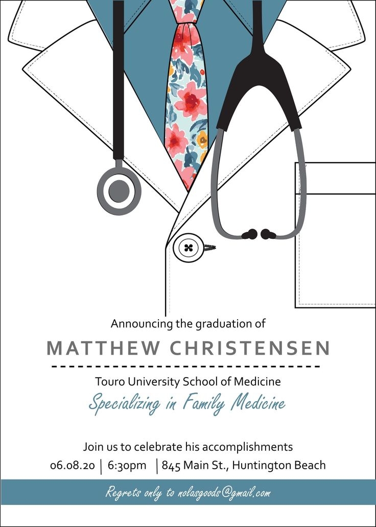 White Coat Invitation Medical School Graduation Invitation White Coat 