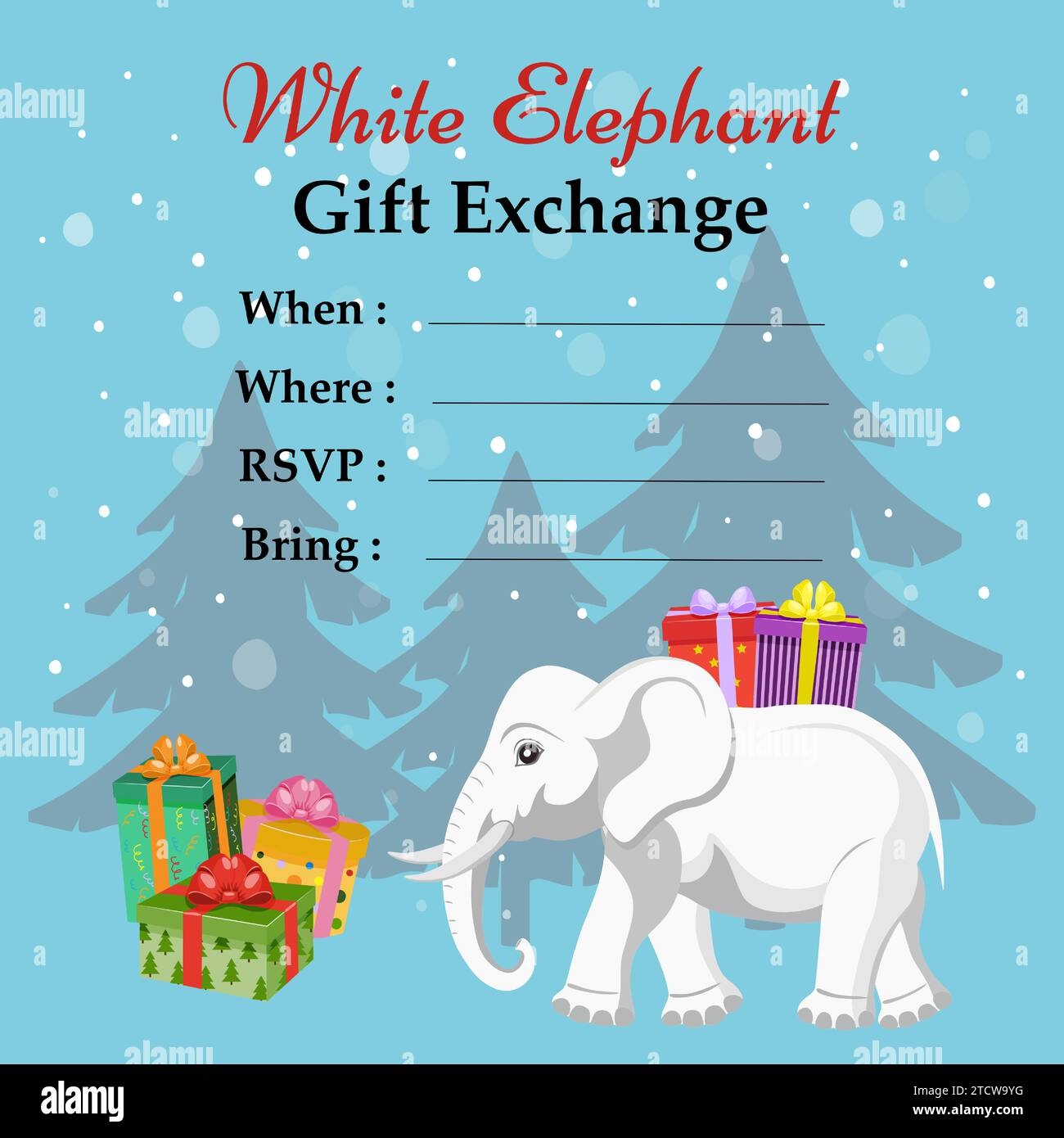 white elephant gift exchange invite template