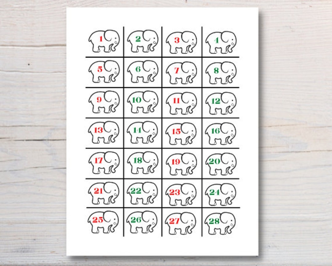 White Elephant Gift Exchange Numbers Template Rossy Printable