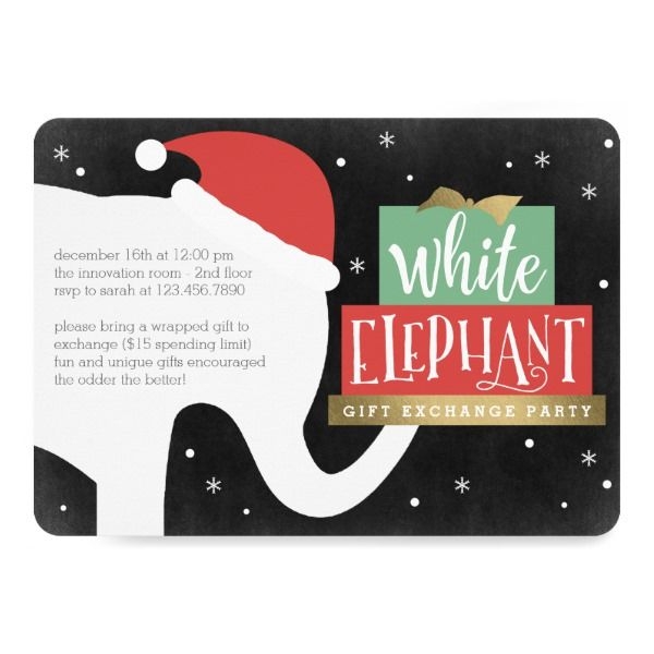 White Elephant Invite Template Printable Calendars AT A GLANCE