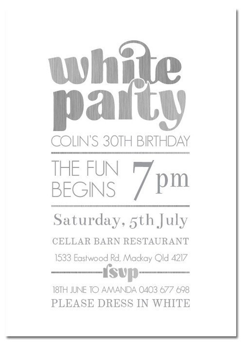 White Party Invitations