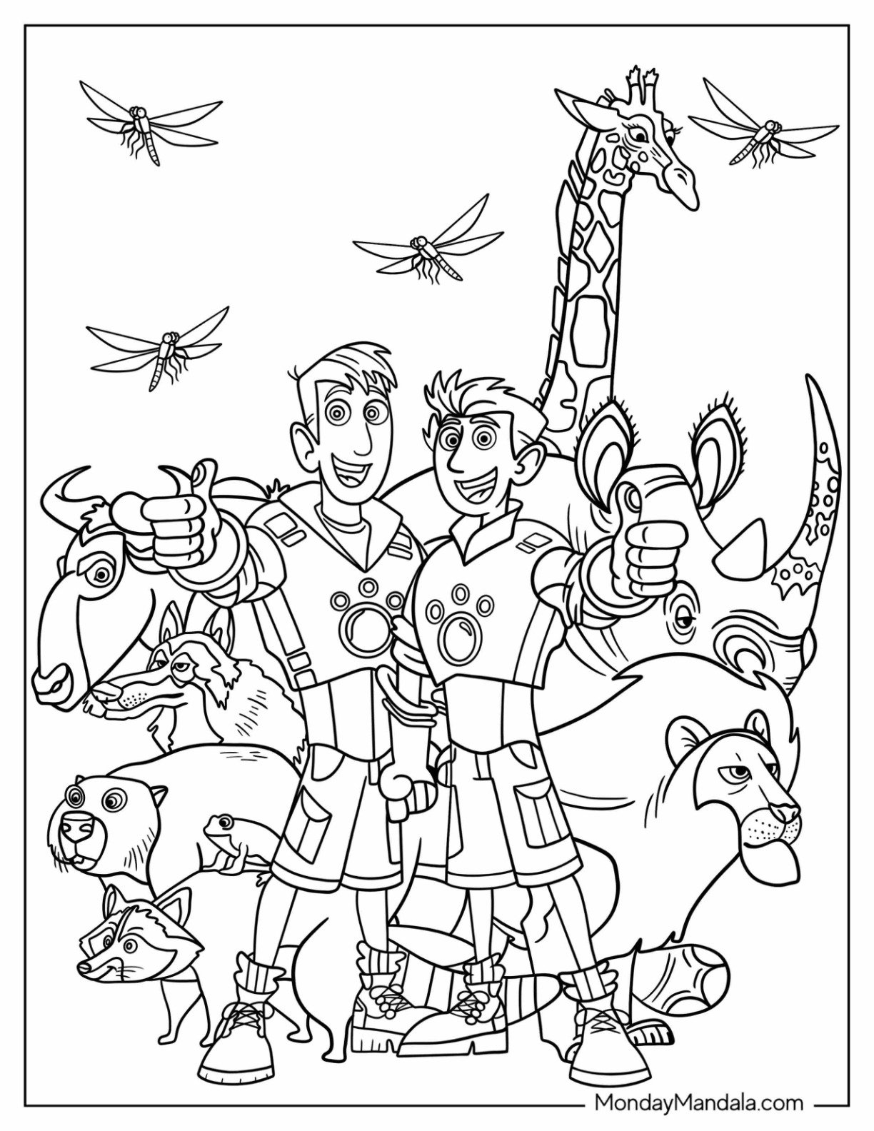 Wild Kratts Coloring Pages Black And White Pdf Free Infoupdate