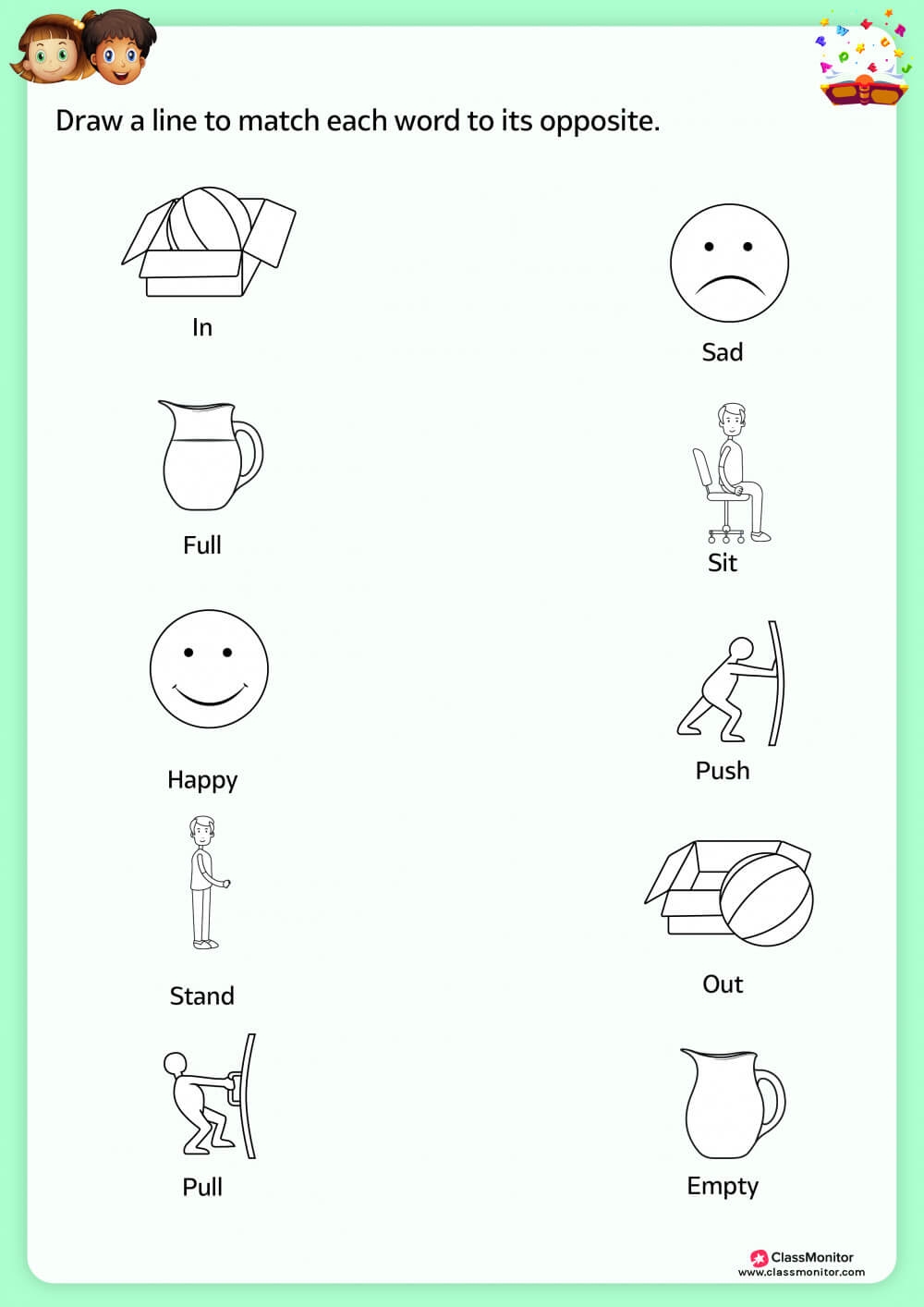 Worksheet Opposites ClassMonitor Worksheets Library
