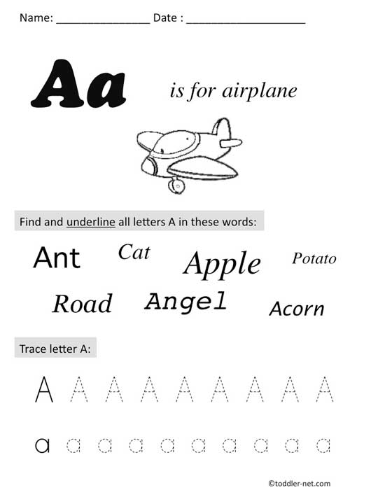 Worksheets Letter A Preschool LetterWorksheet
