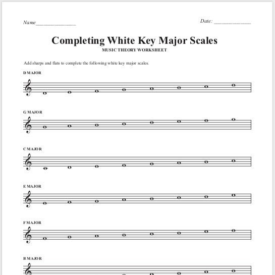 Worksheets Major Scales Worksheets Library