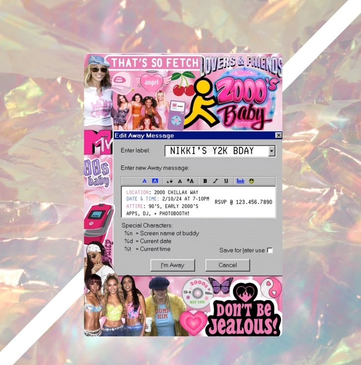 Y2K Party Invitation Early 2000s Themed Birthday Party Invite 90s Baby