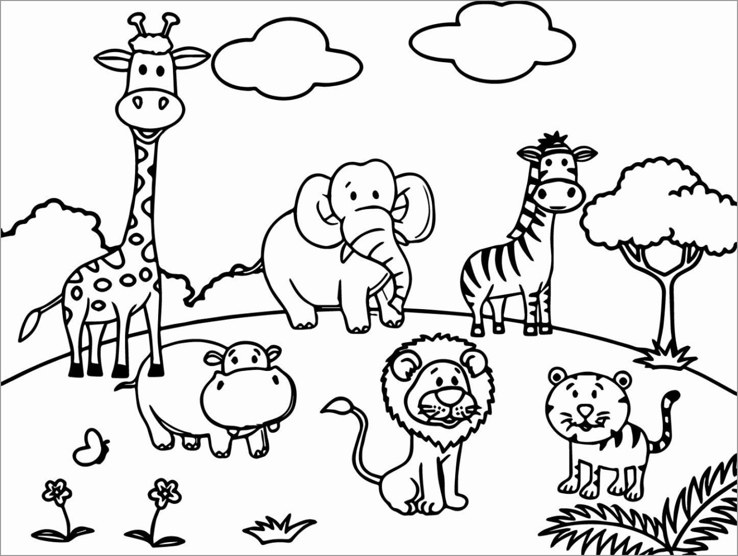 Zoo Animals Coloring Page For Kids ColoringBay