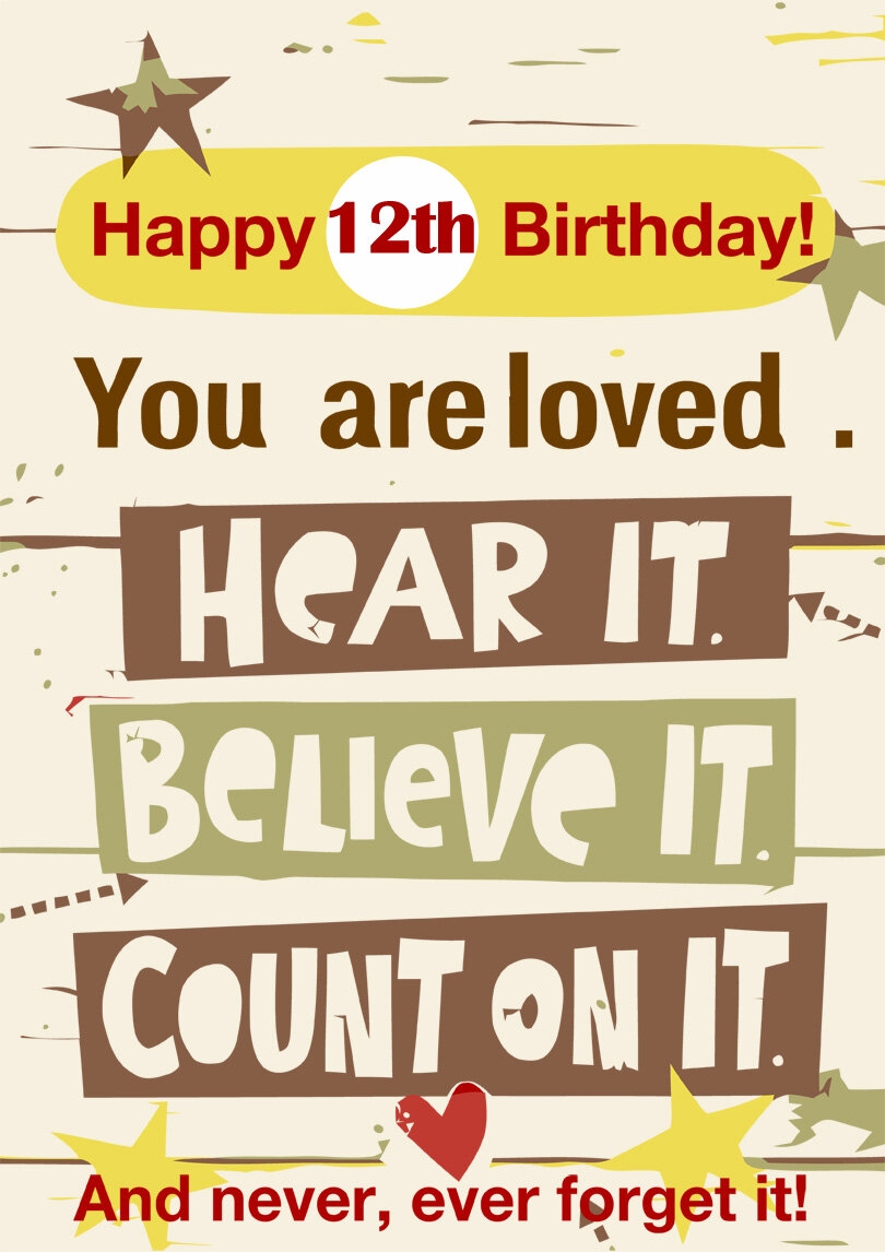 printable 12th birthday cards