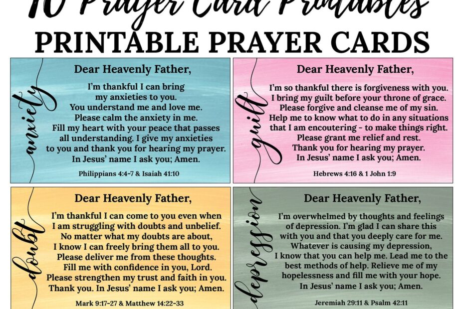 10 Printable Topic Prayer Cards C1 INSTANT DOWNLOAD Prayer