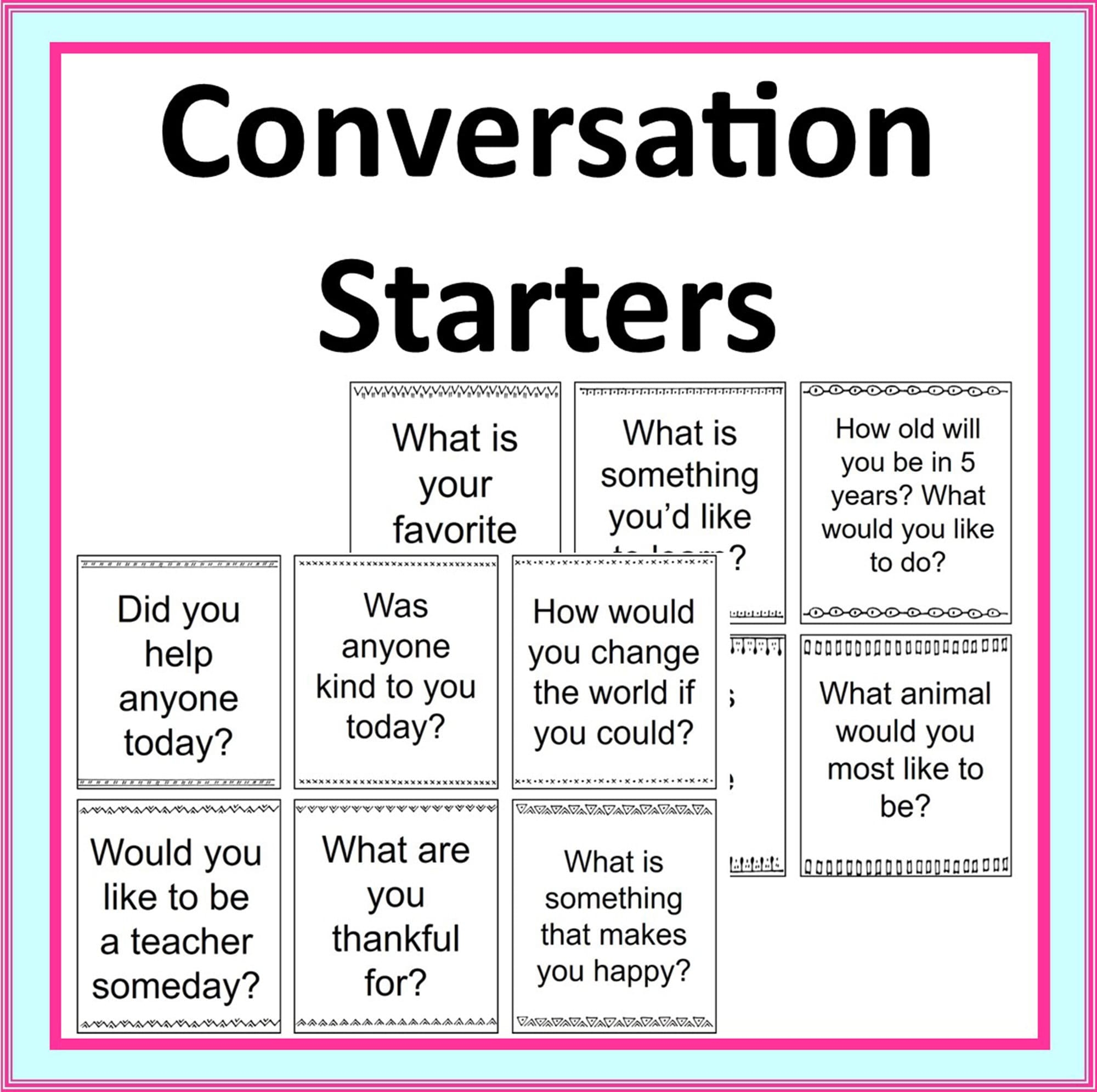 100 Conversation Starter Cards Printable Family U0026 Classroom Discussion Game family Talking Game digital Download Etsy UK