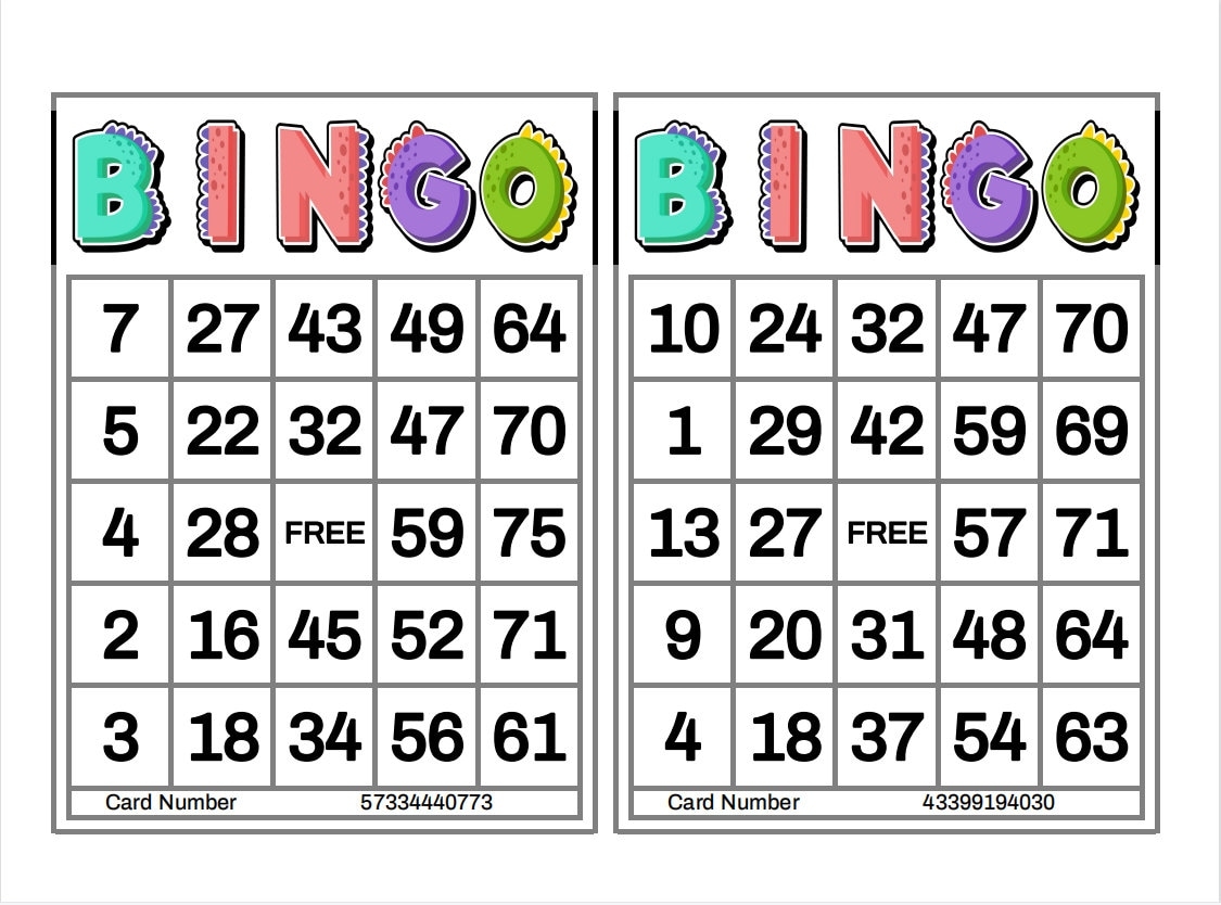 1200 Printable Bingo Cards 2 Per Page Large Activities For Worksheets Library