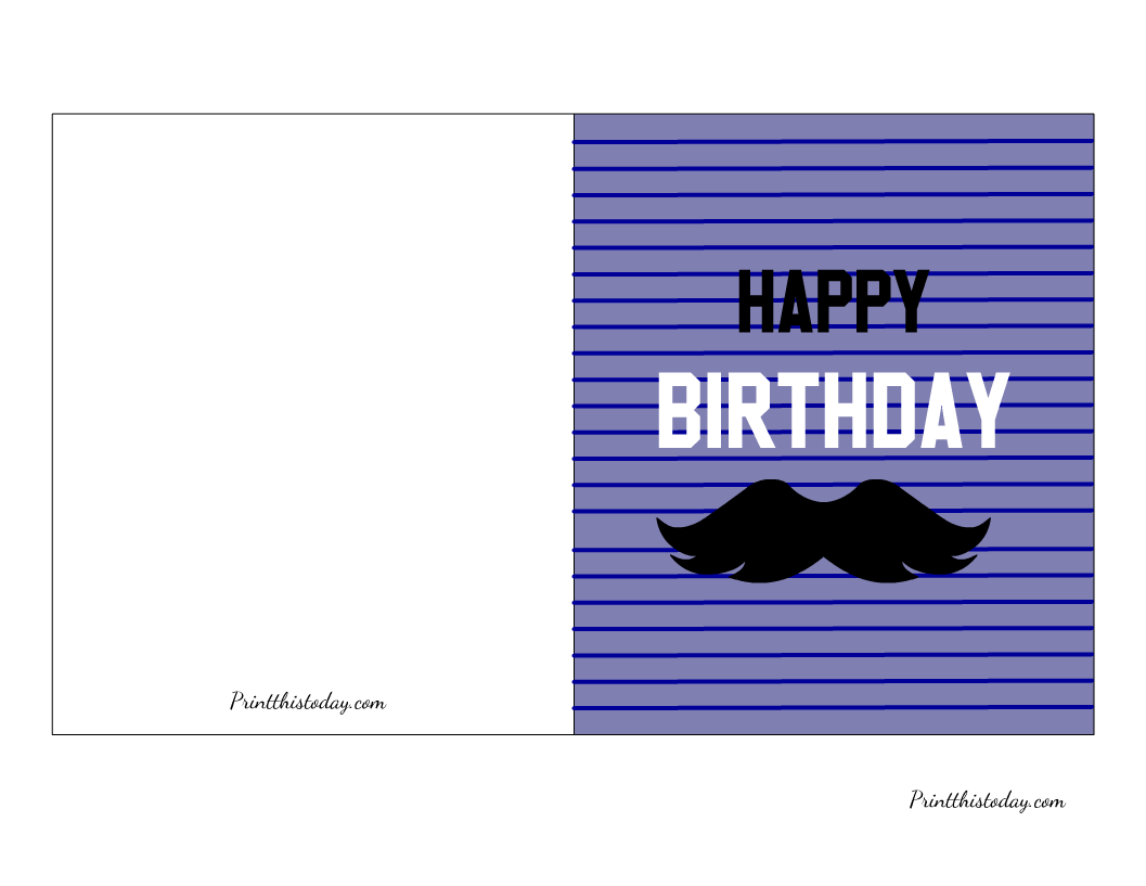 mustache birthday card printable