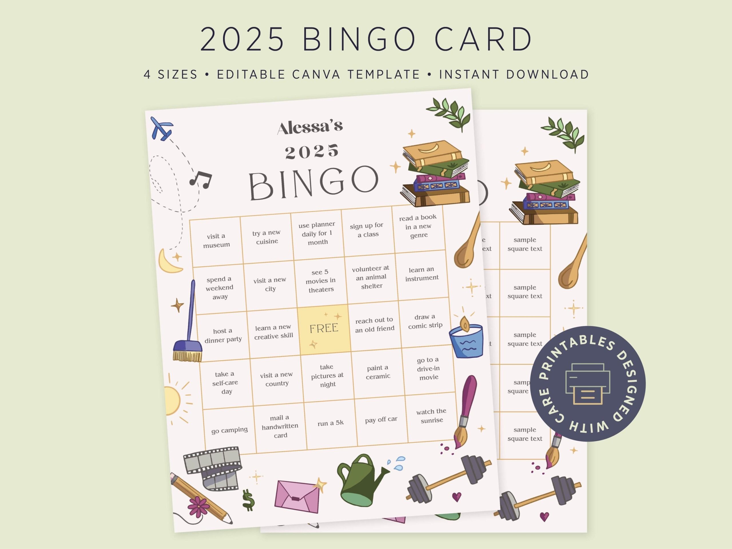 2025 Bingo Card Canva Digital Template Manifestation Bingo New Year s Resolution Bingo Card Goals Bingo Etsy