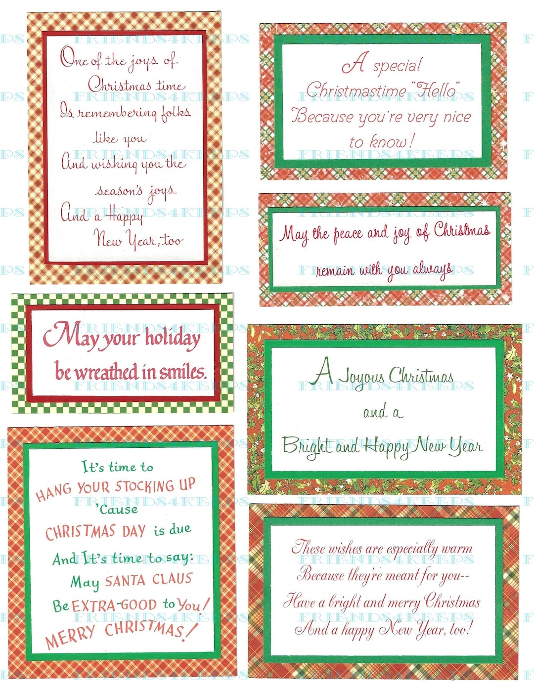 40 Printable CHRISTMAS GREETINGS Verses From Vintage Xmas Cards For Card making U0026 Other Paper Crafts 6 Pages In 1 PDF File 300 Dpi Etsy