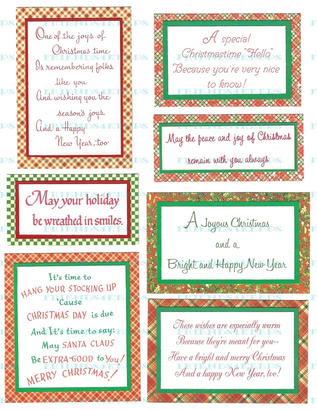 40 Printable CHRISTMAS GREETINGS Verses From Vintage Xmas Cards For Card making U0026 Other Paper Crafts 6 Pages In 1 PDF File 300 Dpi Etsy