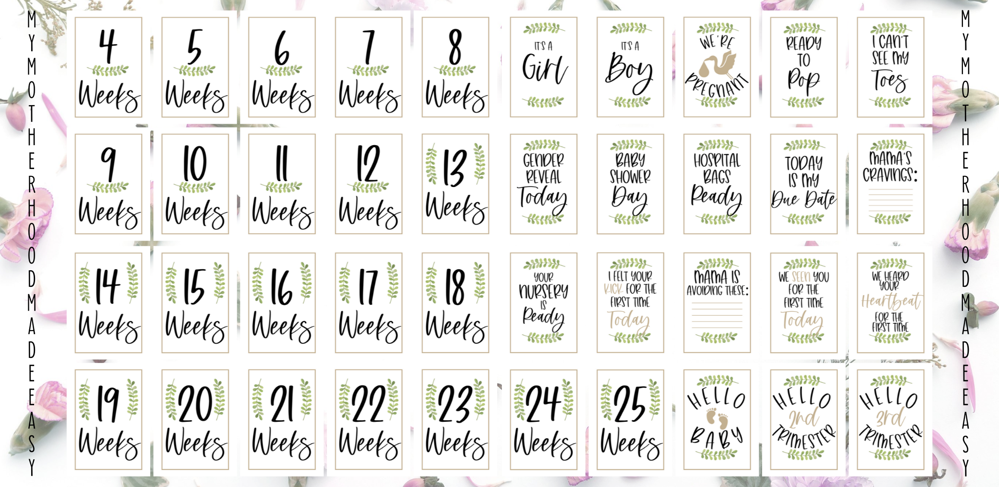 55 Printable Pregnancy Milestone Cards Instant Download My 