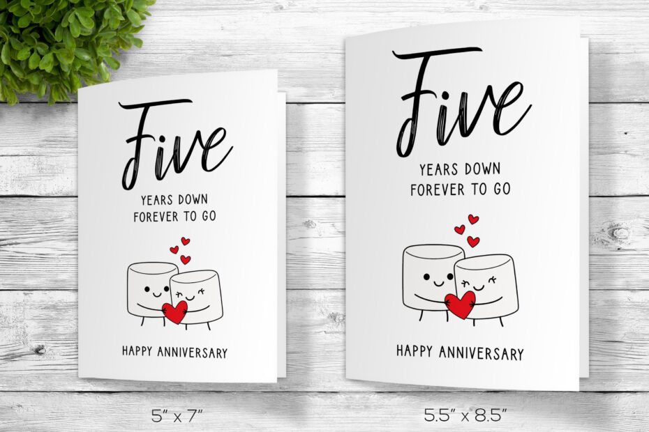 5th Anniversary Card Printable Anniversary Card Fifth