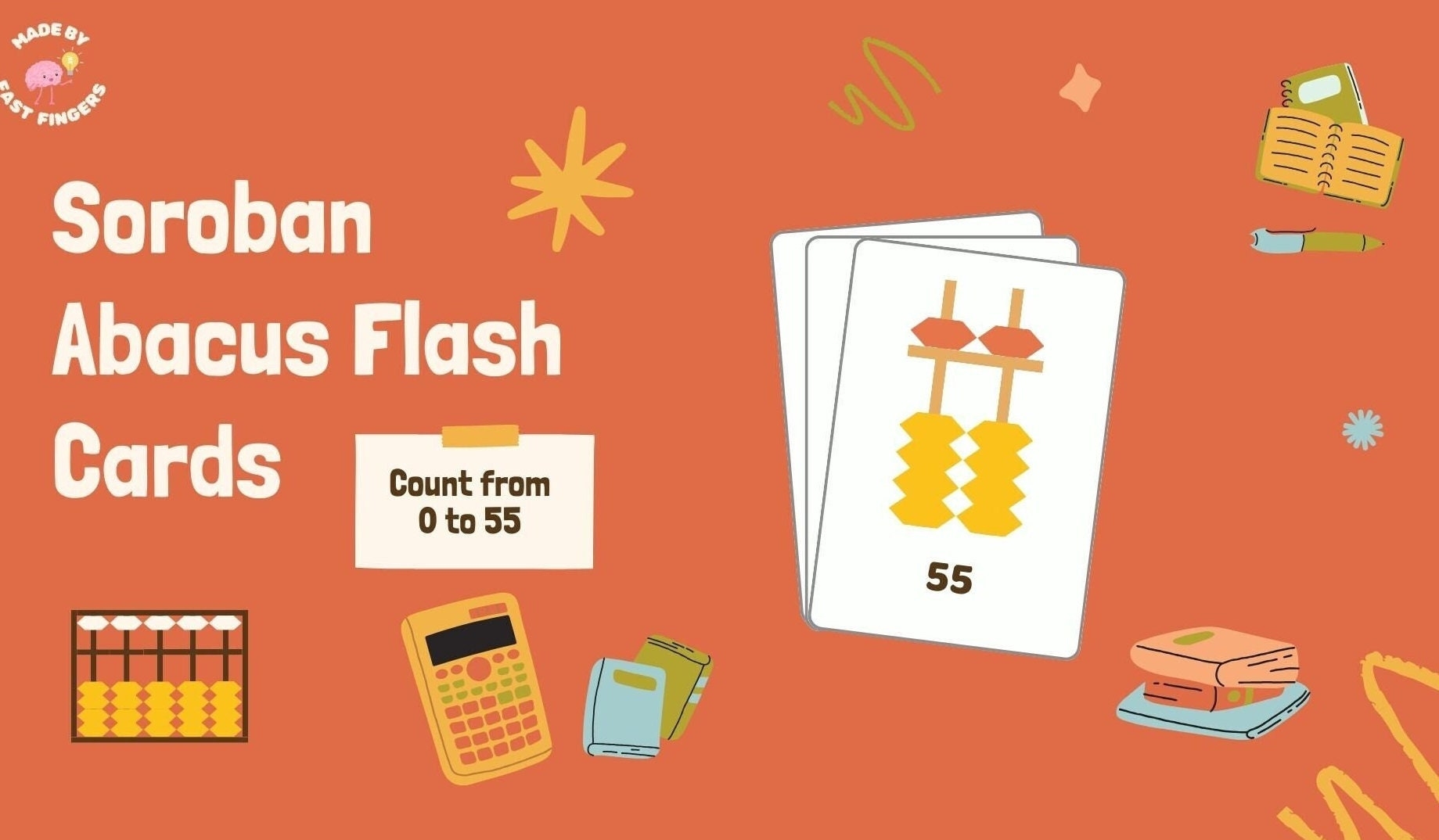 Abacus Soroban Number Flash Cards Mental Maths Speed Counting 0 55 Printable Instant Download Etsy Hong Kong