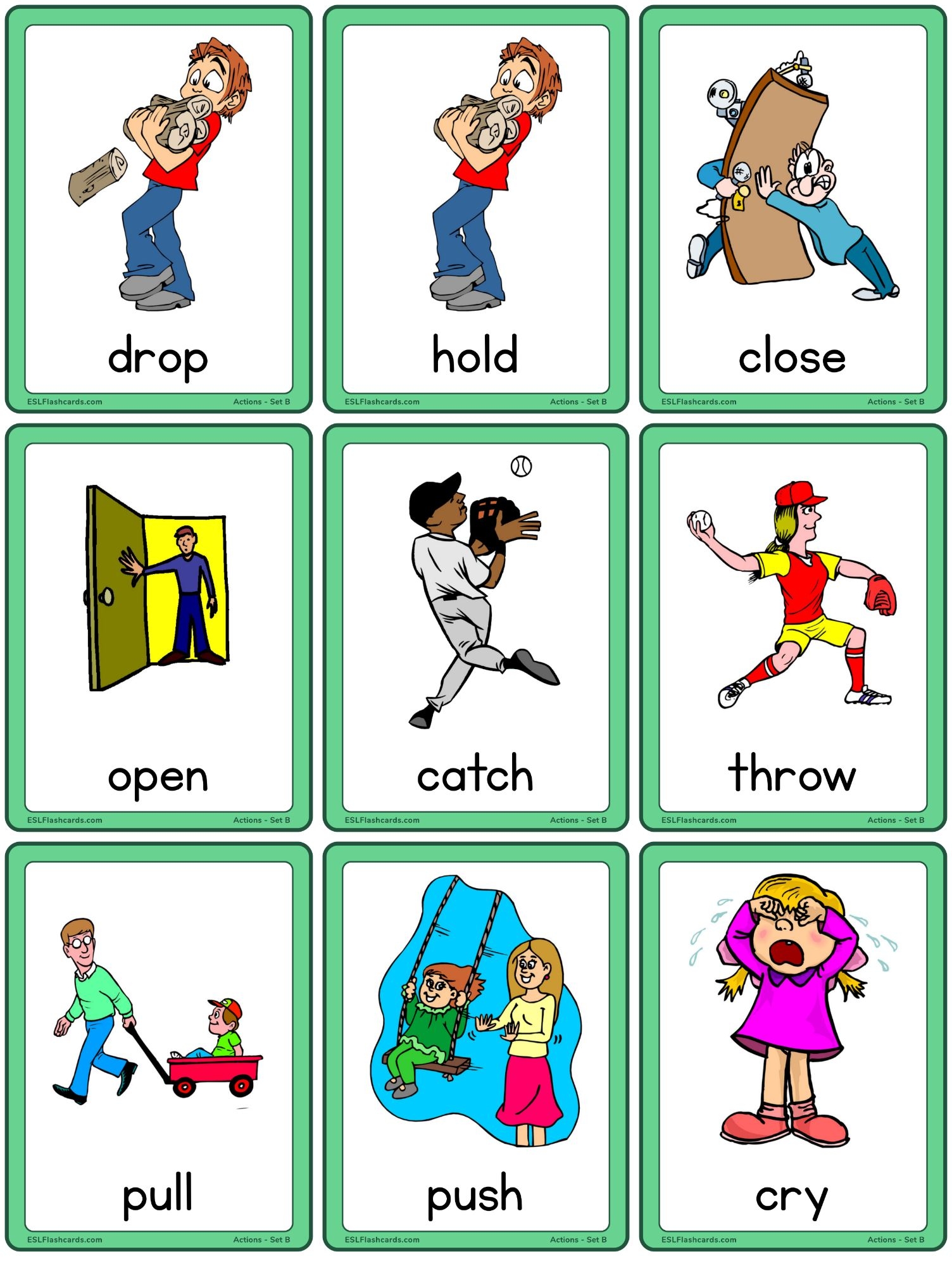 Action Flashcards Set B Opposite Verbs ESL Flashcards