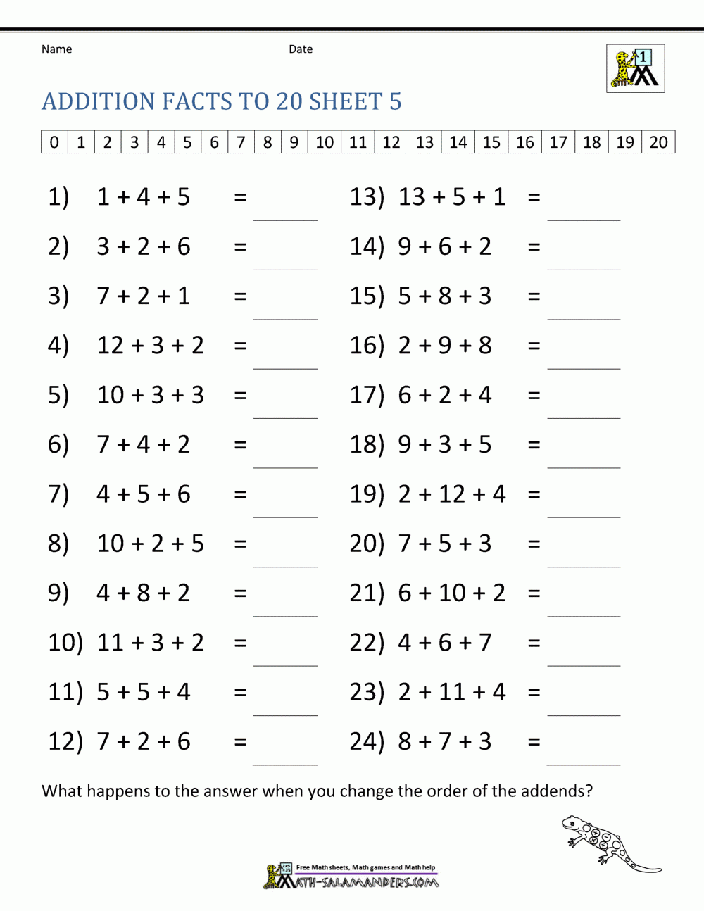 printable addition fact cards