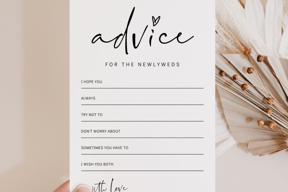 Advice For The Bride And Groom Card Printable Advice Cards