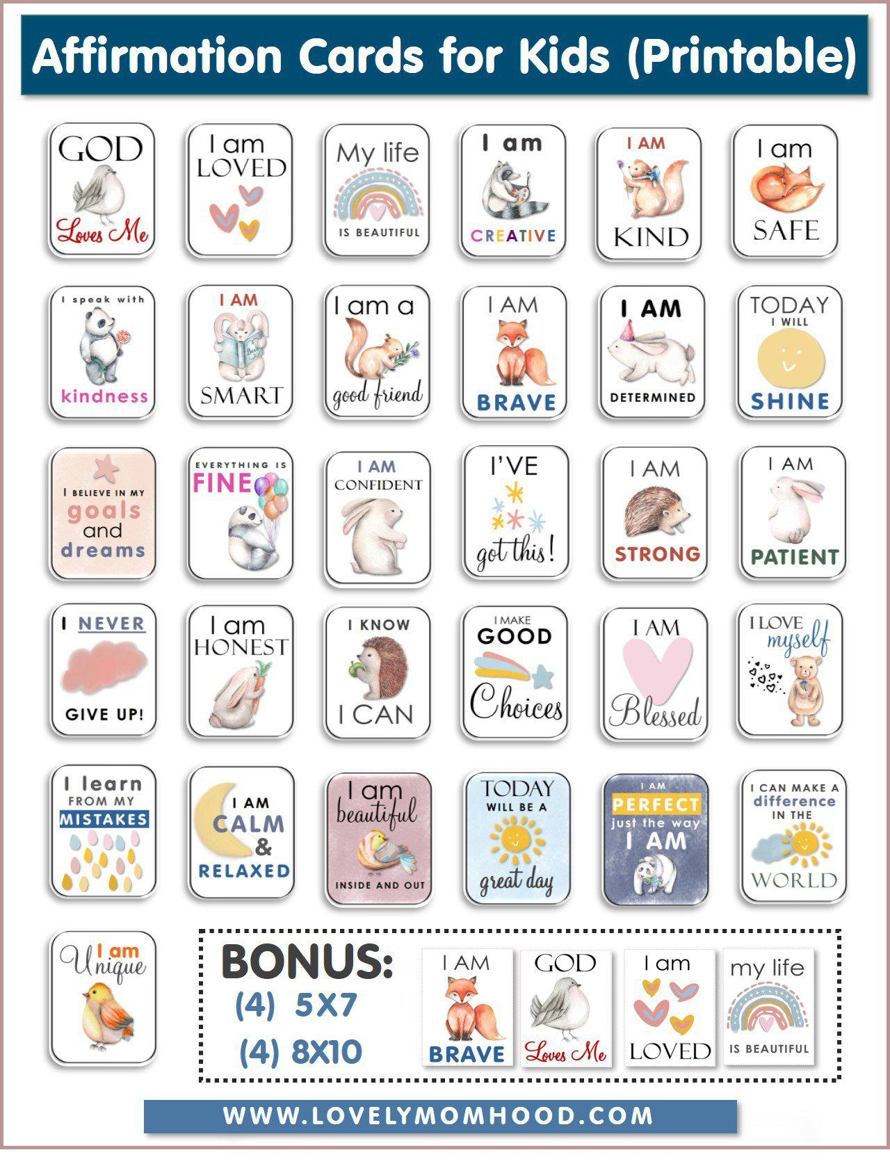 printable affirmation cards for kids