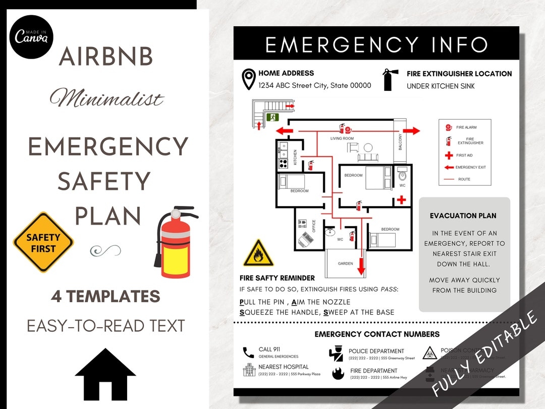 Airbnb Emergency Fire Escape Plan Evacuation Safety Plan 